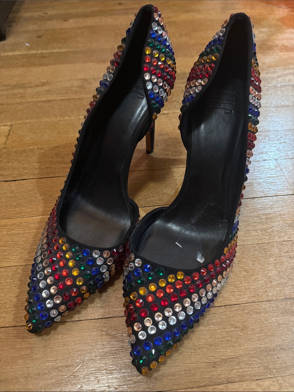 INC International Concepts Multicolor Crystal Pointed Toe Heels